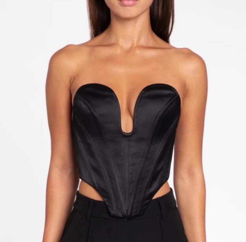Heiress Beverly Hills Black Plunge Corset Top XXS